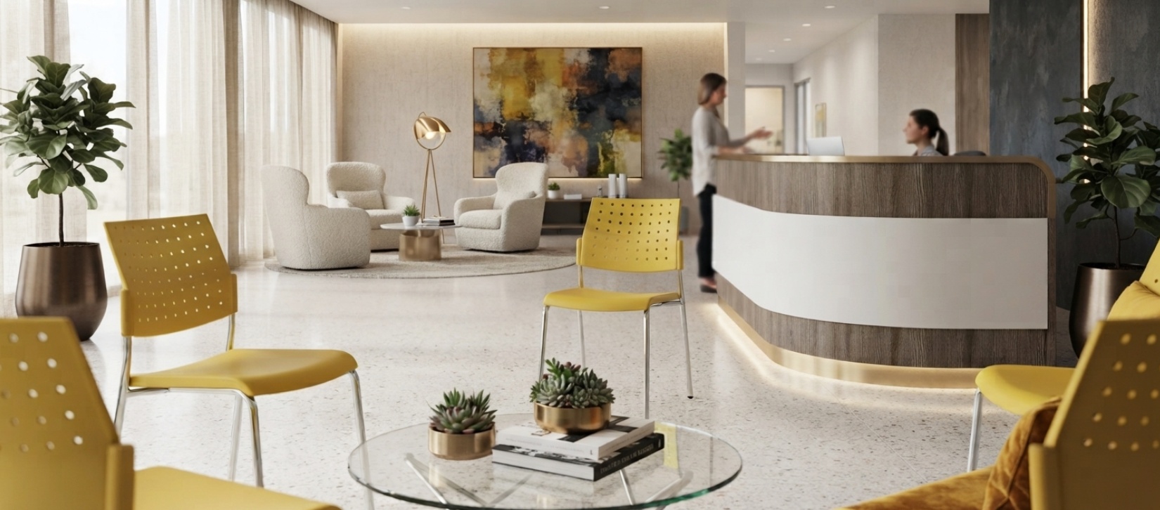 Global Sonic Yellow Perforated Guest Chair