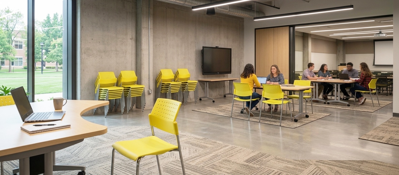 Global Sonic Yellow Stacking and Nesting Chair