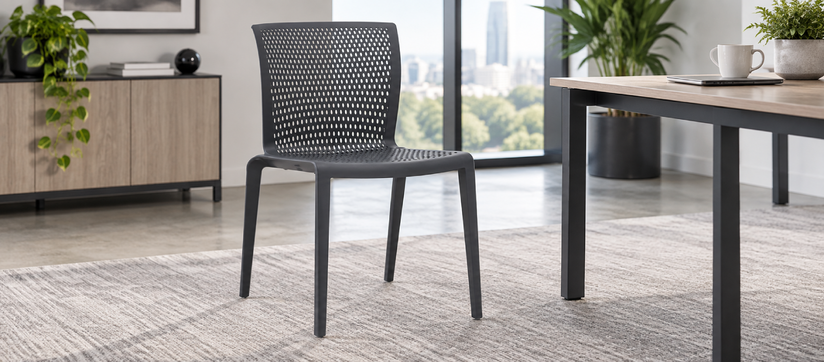 Global Spyker Stacking and Nesting Chair Black Armless Chair