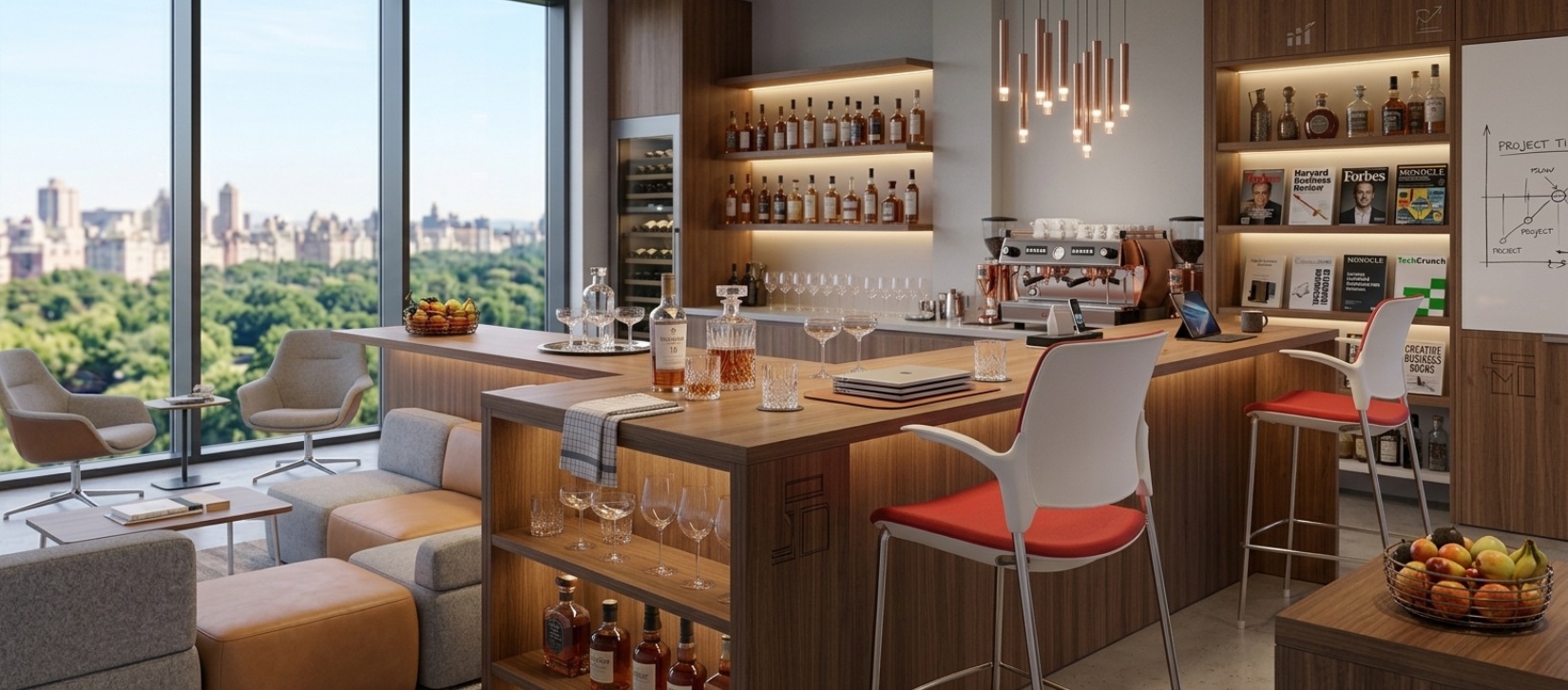 Global Stream High Bar Stool with Red Upholstered Back and Seat