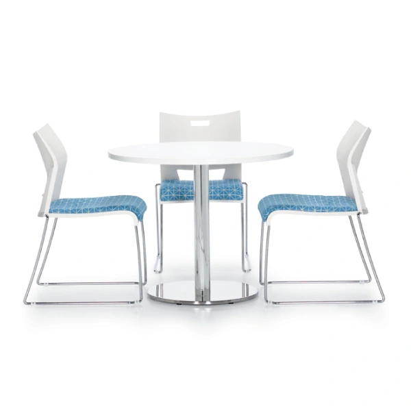 Global Swap Round Lounge Side Table with Chrome Pedestal Base