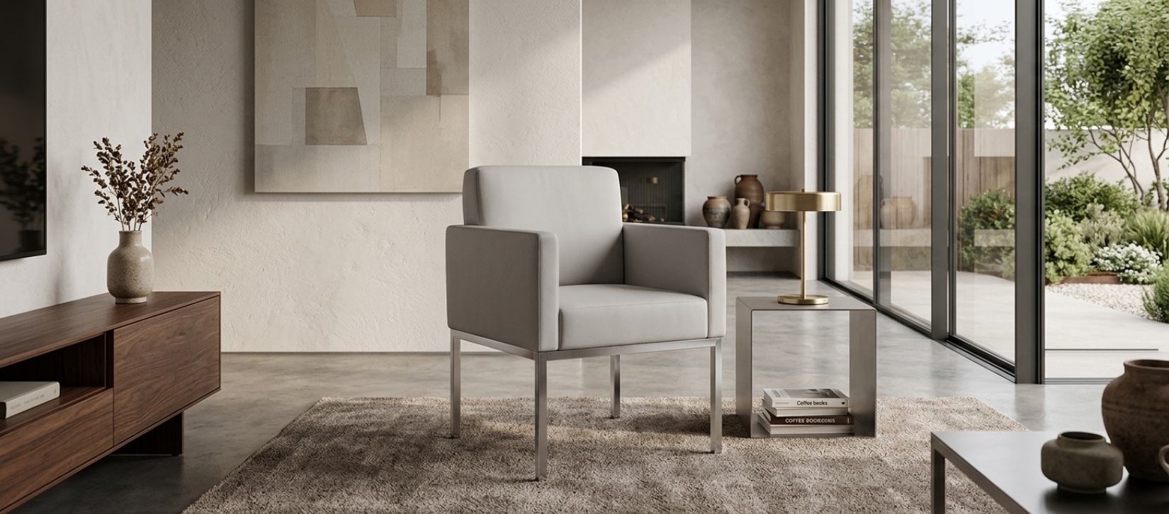 Global Upholstered Jeo Lounge Chair with Metal Legs