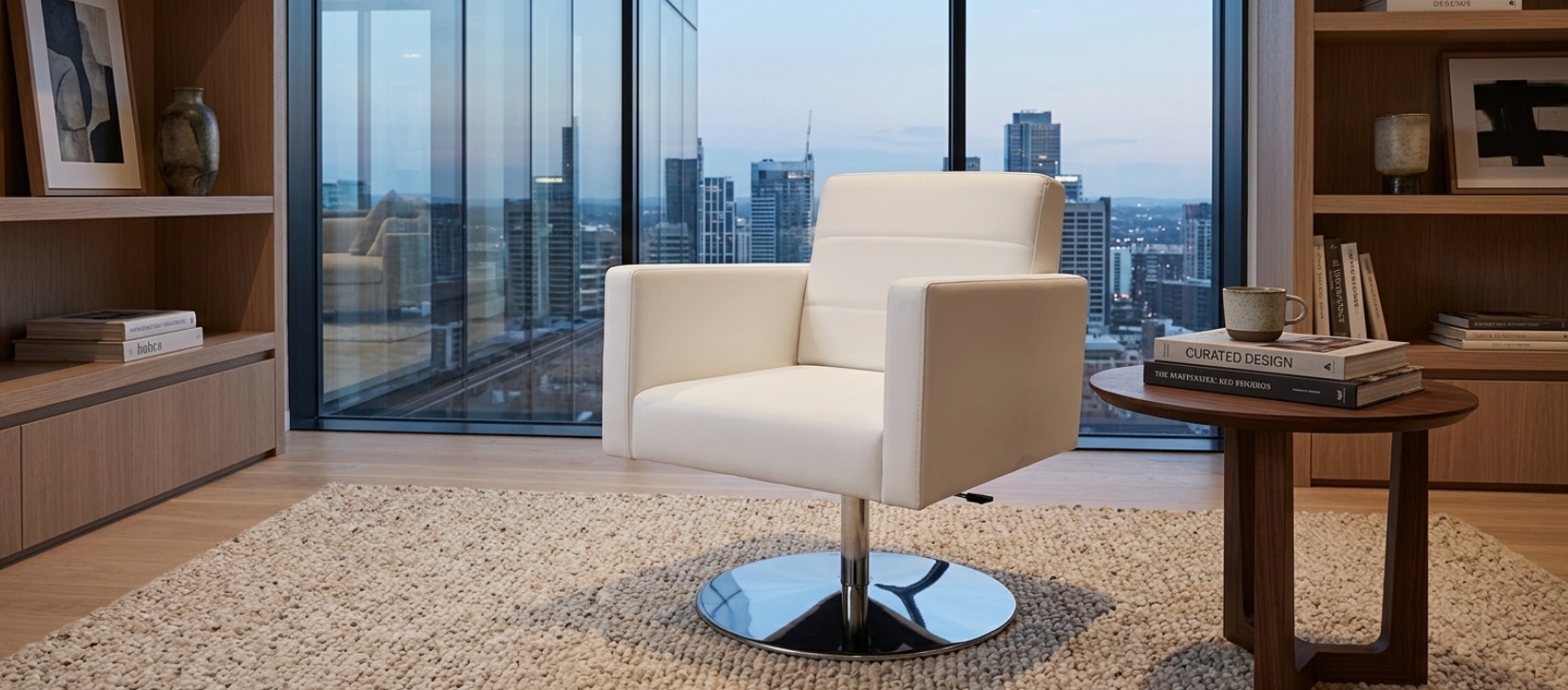 Global Upholstered Jeo Lounge Chair with Pedestal Base
