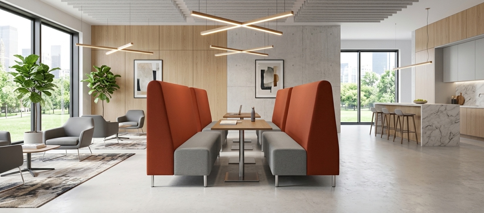 Global Venture Three-Seater Lounge Banquette with Café Table