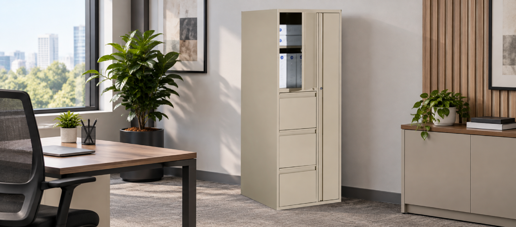 Global Vertical Storage Tower with File Drawers