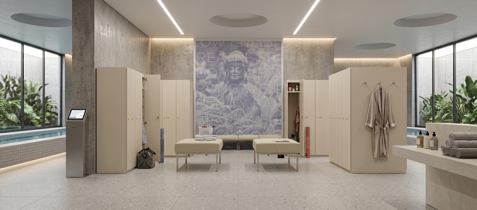 Global Workplace Personal Locker System with Benches