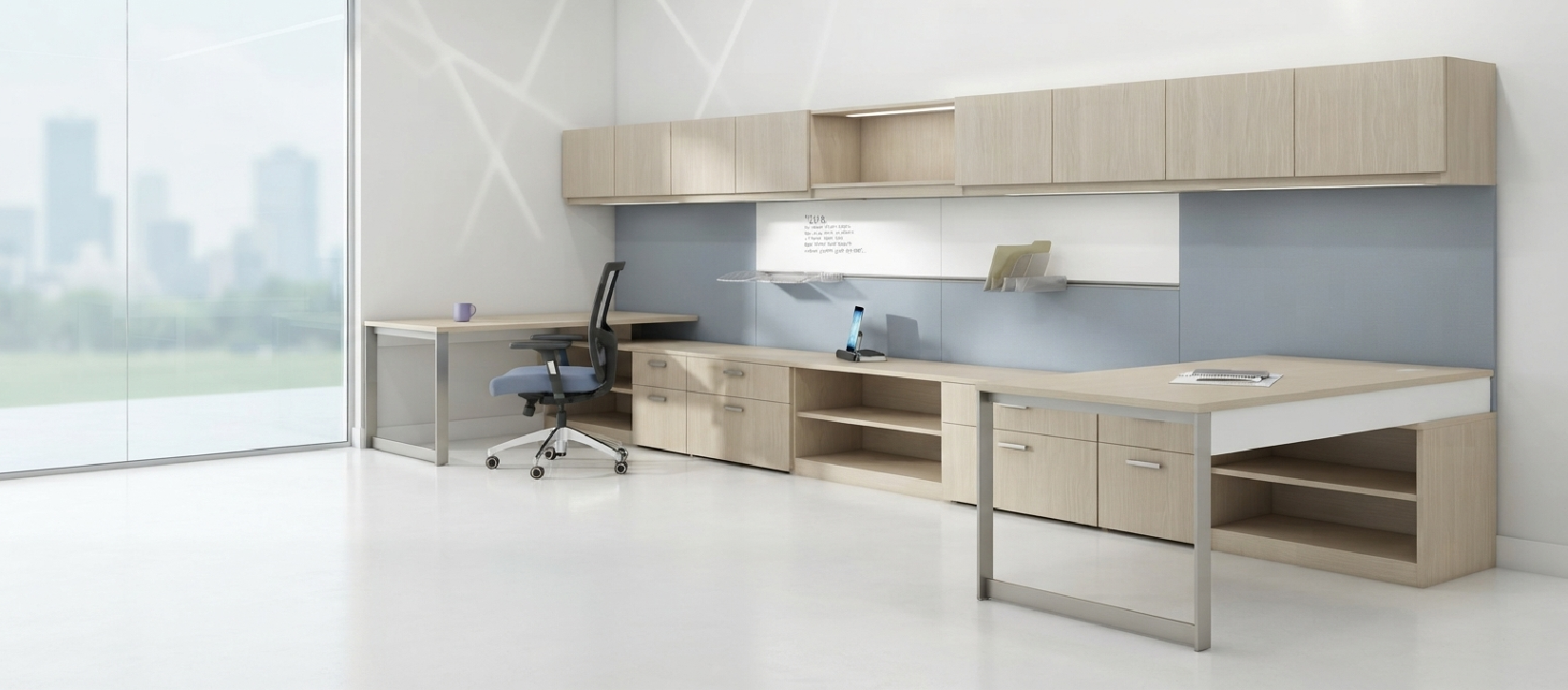 Indiana Canvas Executive Desk with Storage Wall
