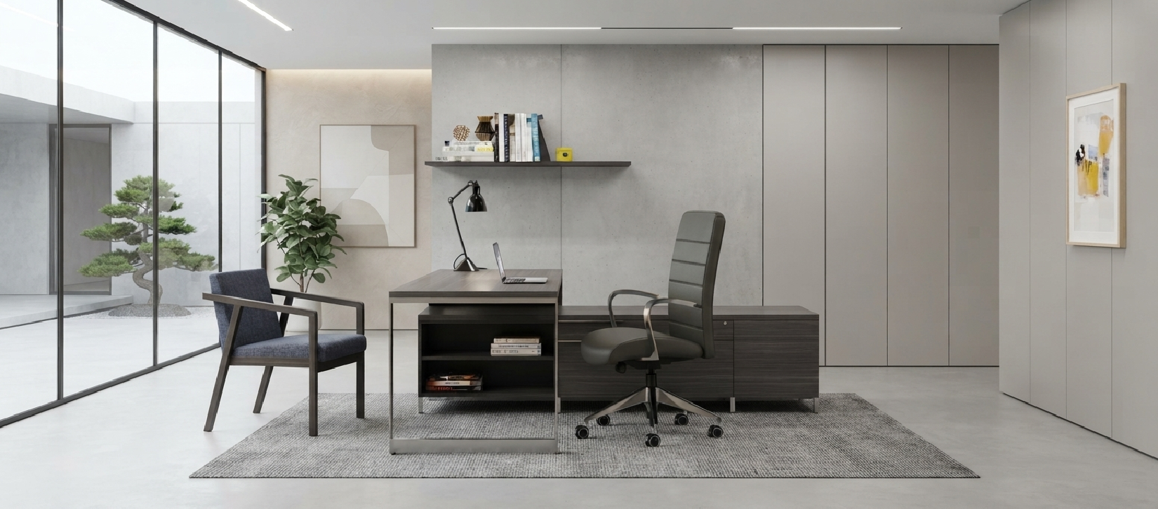 Indiana Canvas Executive Office Desk with Integrated Storage