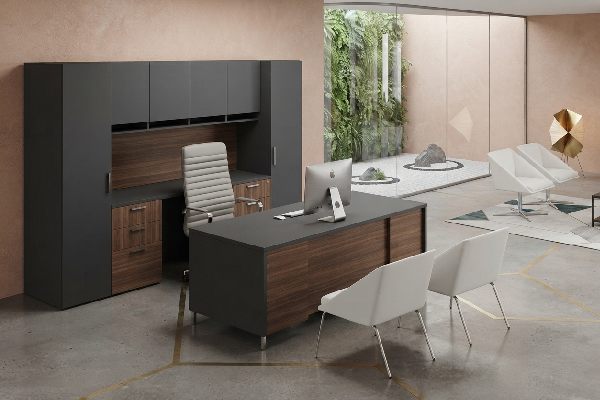 Indiana Canvas Executive Office Desk with Overhead Storage
