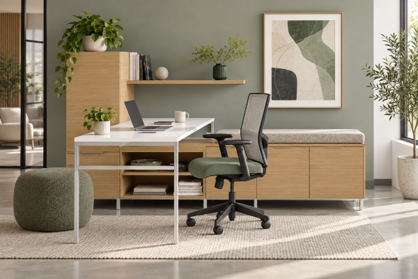 Indiana Canvas Executive Office Desk with Storage Cabinet