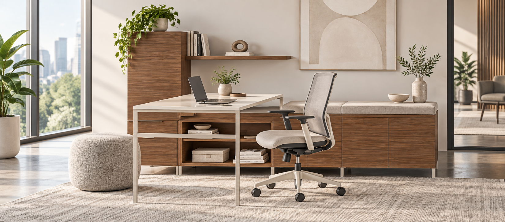Indiana Canvas Executive Office Desk with Storage Cabinet