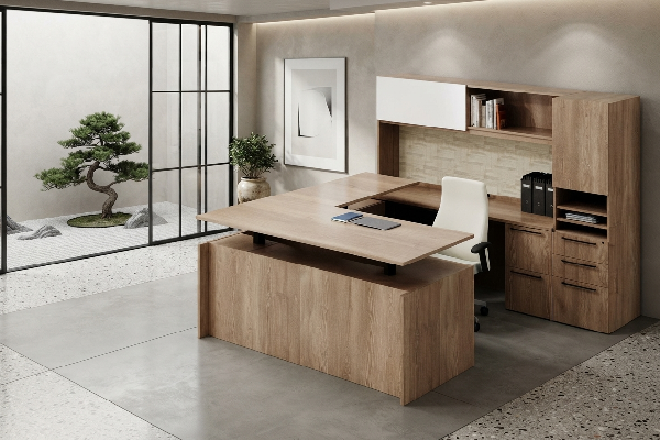 Indiana Canvas Executive Workstation with Hutch and Storage