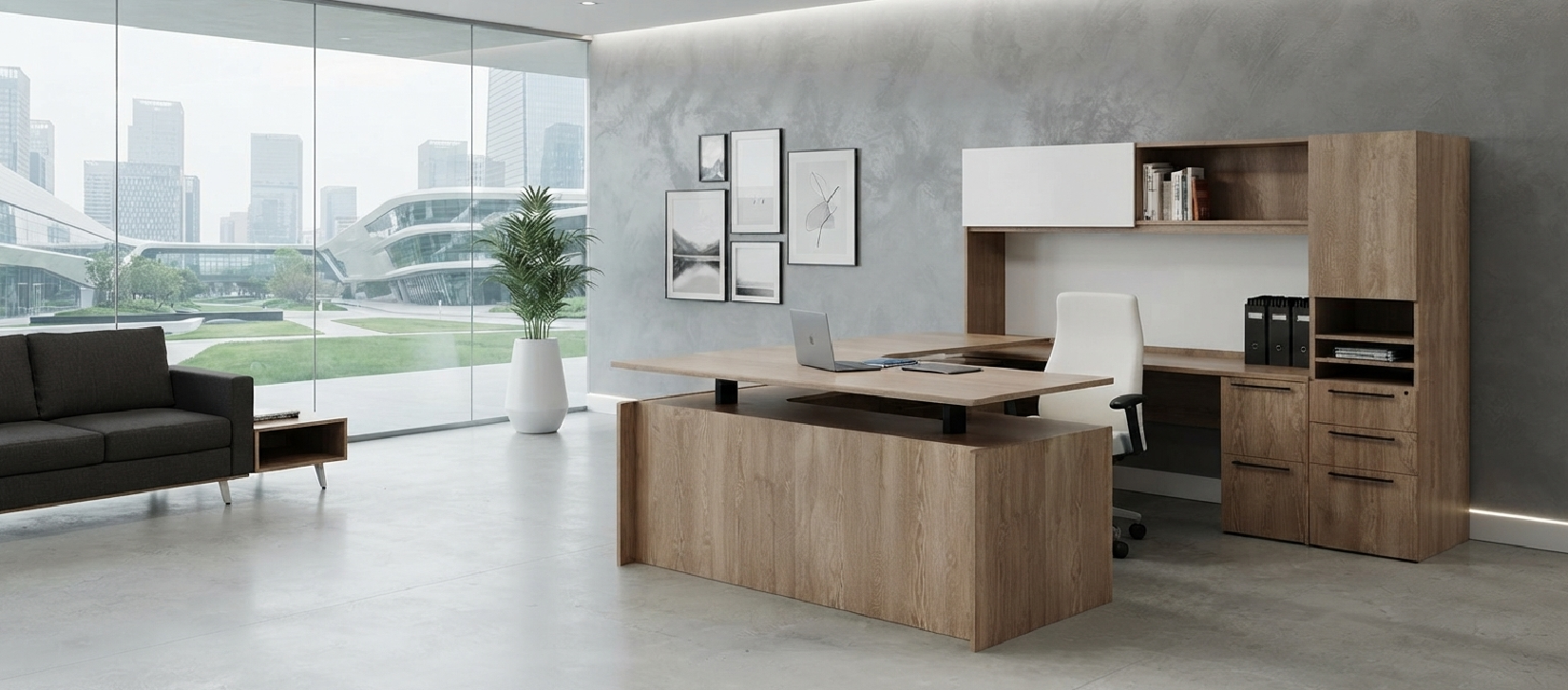 Indiana Canvas Executive Workstation with Hutch and Storage