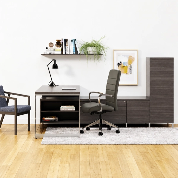 Indiana Executive Veneer Desk with Credenza Storage