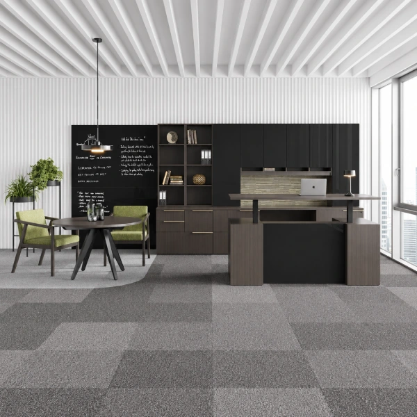 Indiana Executive Veneer Workstation System with Storage Wall-product