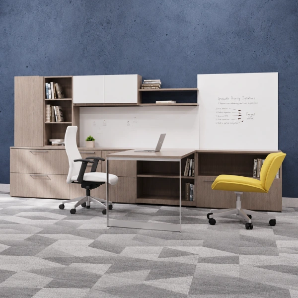 Indiana Gesso Executive Desk with Storage Wall-product