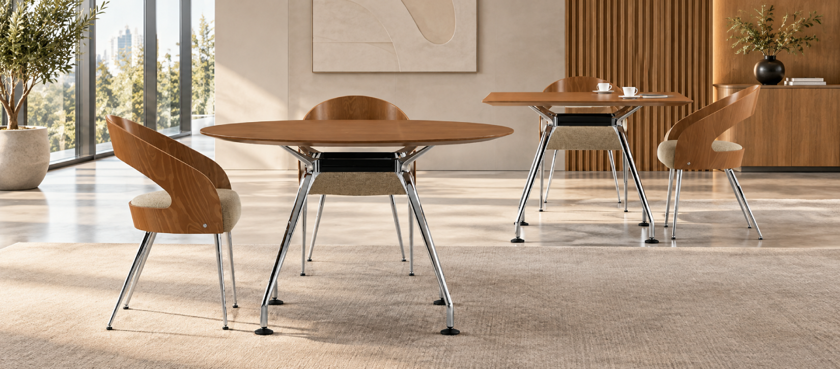 Kadin Modular Conference Table - 48 Inch Round Laminate Top Table (LKD48DIA)