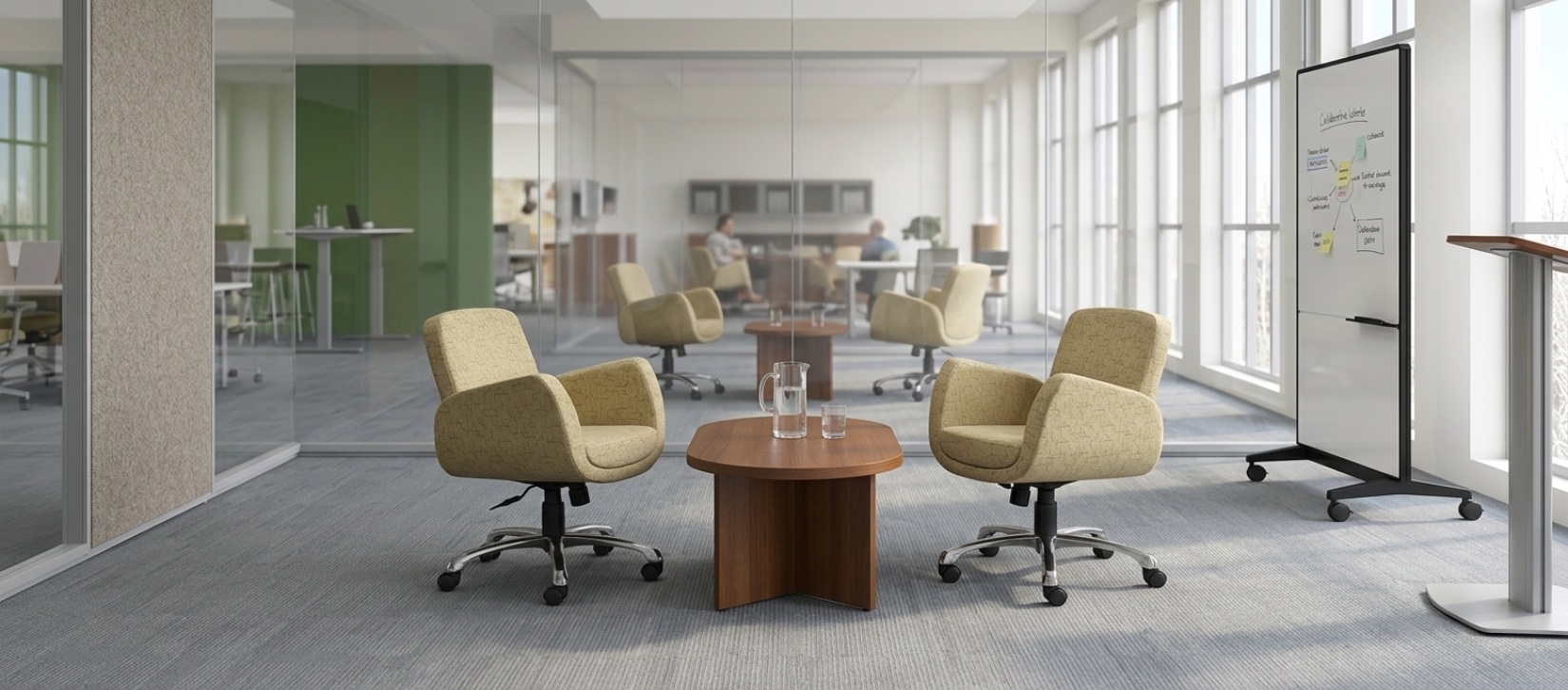 Kate Upholstered Conference Chair with Casters