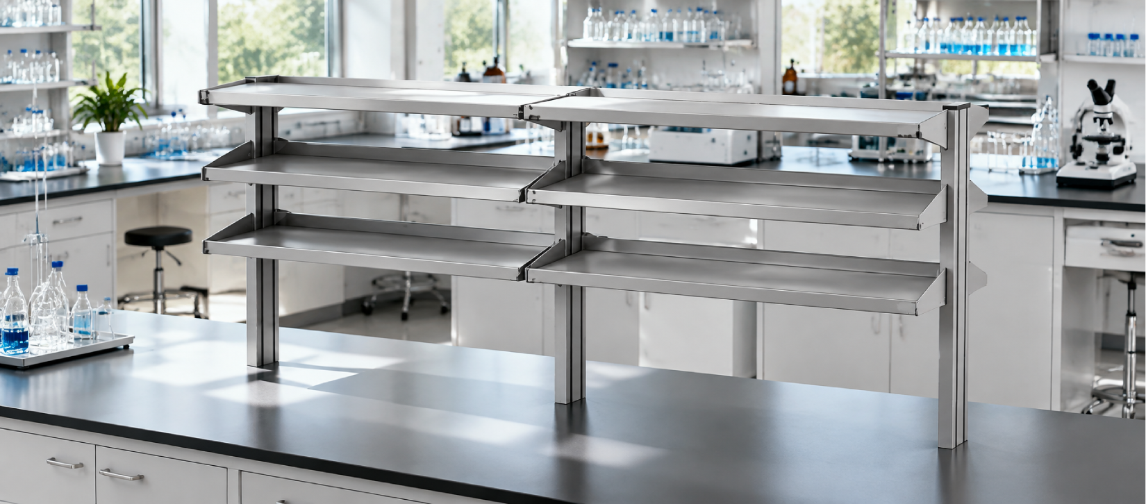 Laboratory Bench Island Shelving Unit