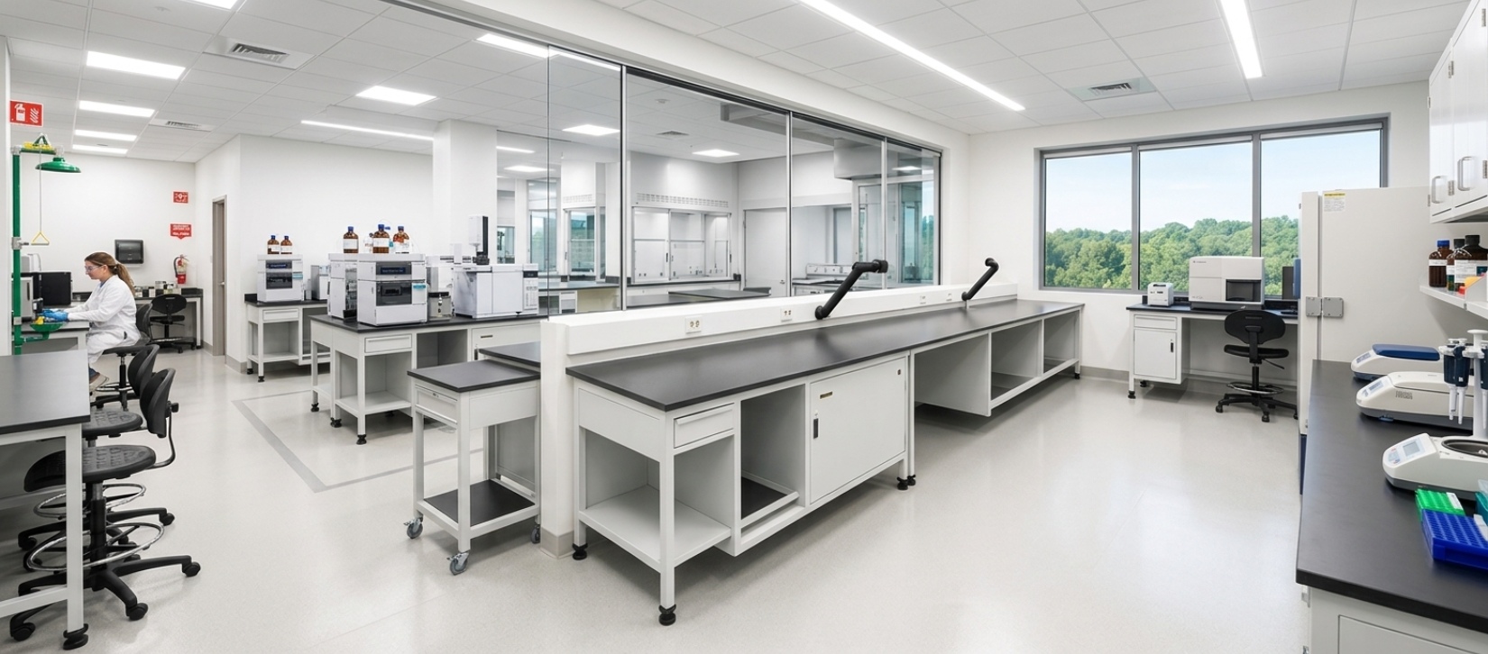 Laboratory Workbench with Integrated Fume Hood System