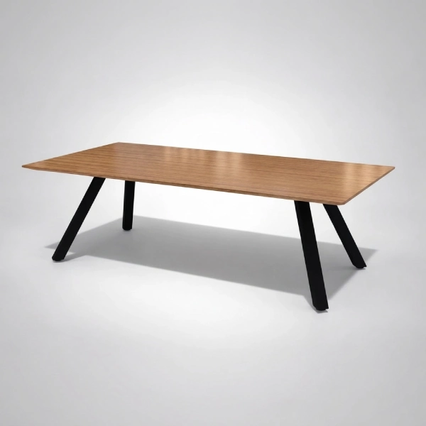 Leeza Walnut Meeting Table with Black Angled Legs