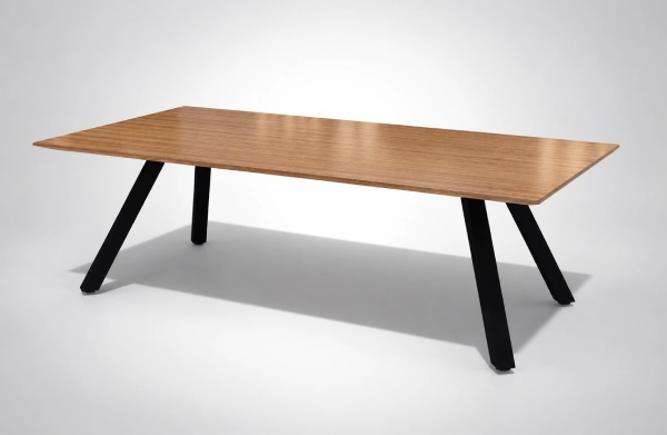 Leeza Walnut Meeting Table with Black Angled Legs