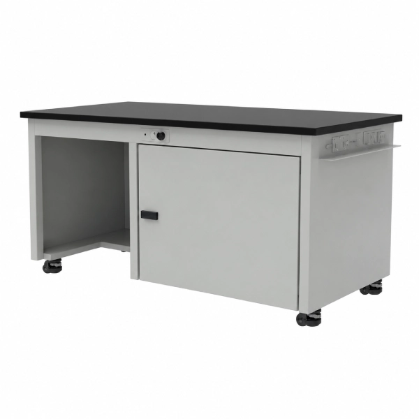 Mobile Laboratory Workstation with Lockable Storage Cabinet