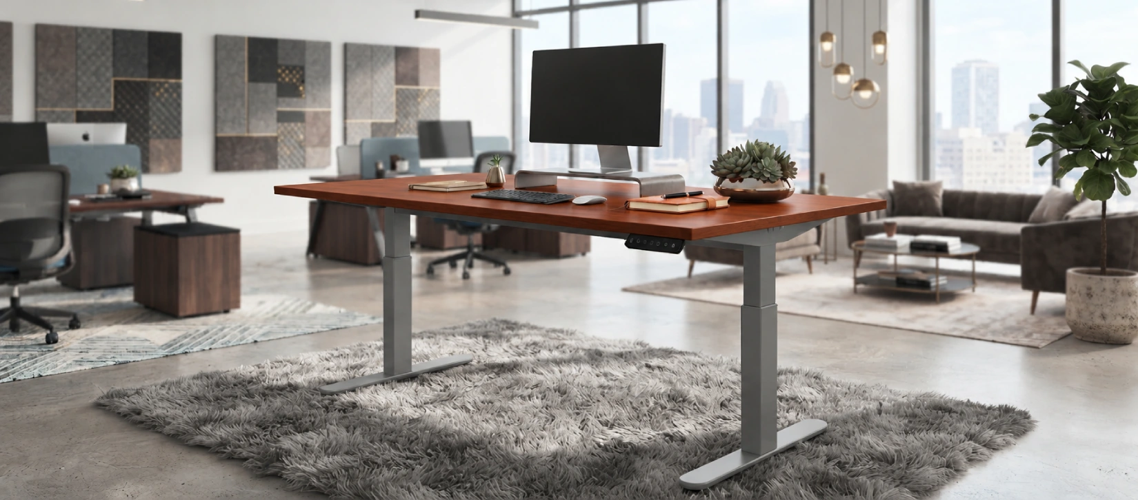 Offices To Go Budget Cherry Height Adjustable Desk-product-hero