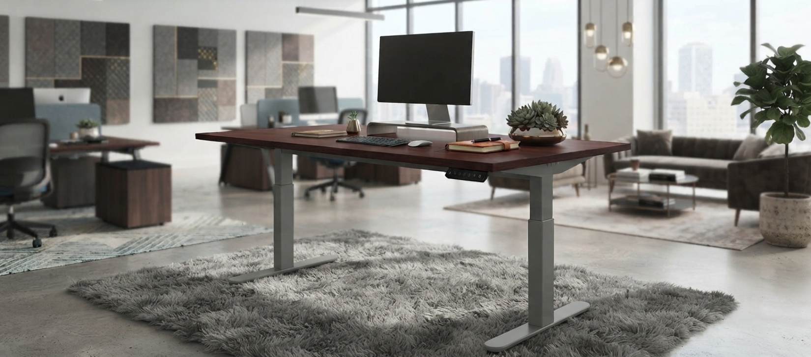 Offices To Go Budget Cherry Height Adjustable Desk