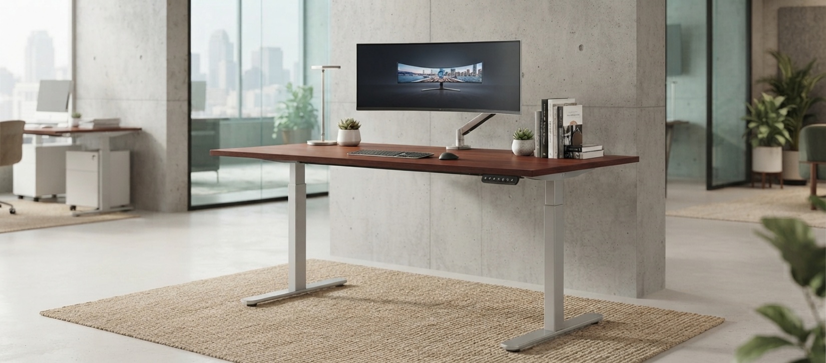 Offices To Go Budget Mahogany Height Adjustable Desk