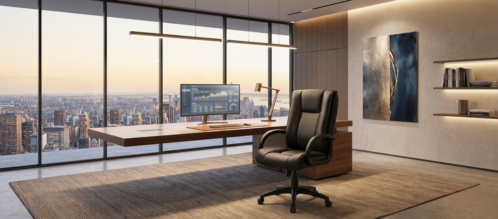 Offices To Go Luxhide Black Bonded Leather High-Back Executive Chair