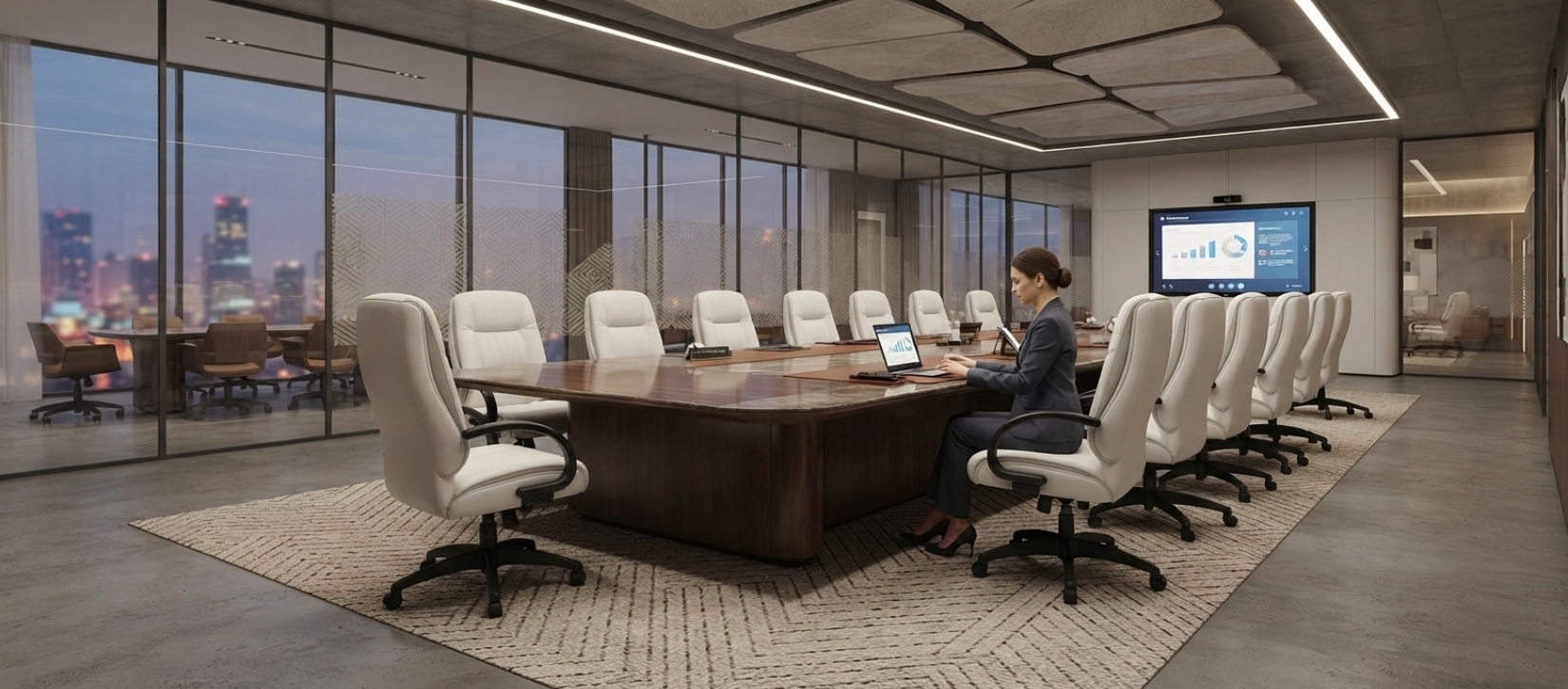 Offices To Go Luxhide White Leather High-Back Conference Chair