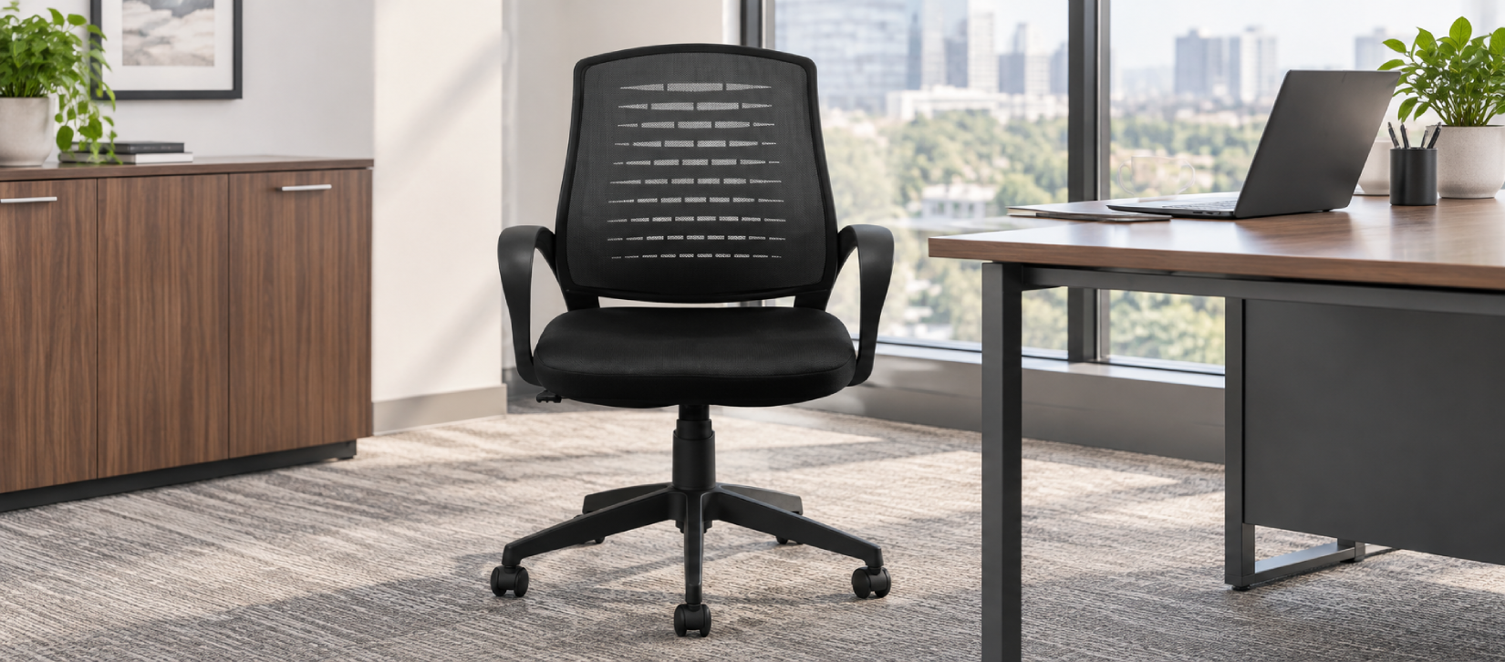 Offices To Go OTG10902B Black Mesh Back Tilter Chair
