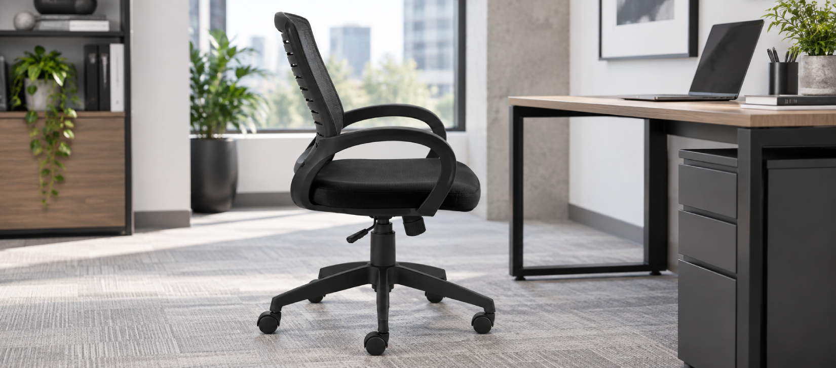 Offices To Go OTG10902B Mesh Back Tilter Chair with Loop Arms