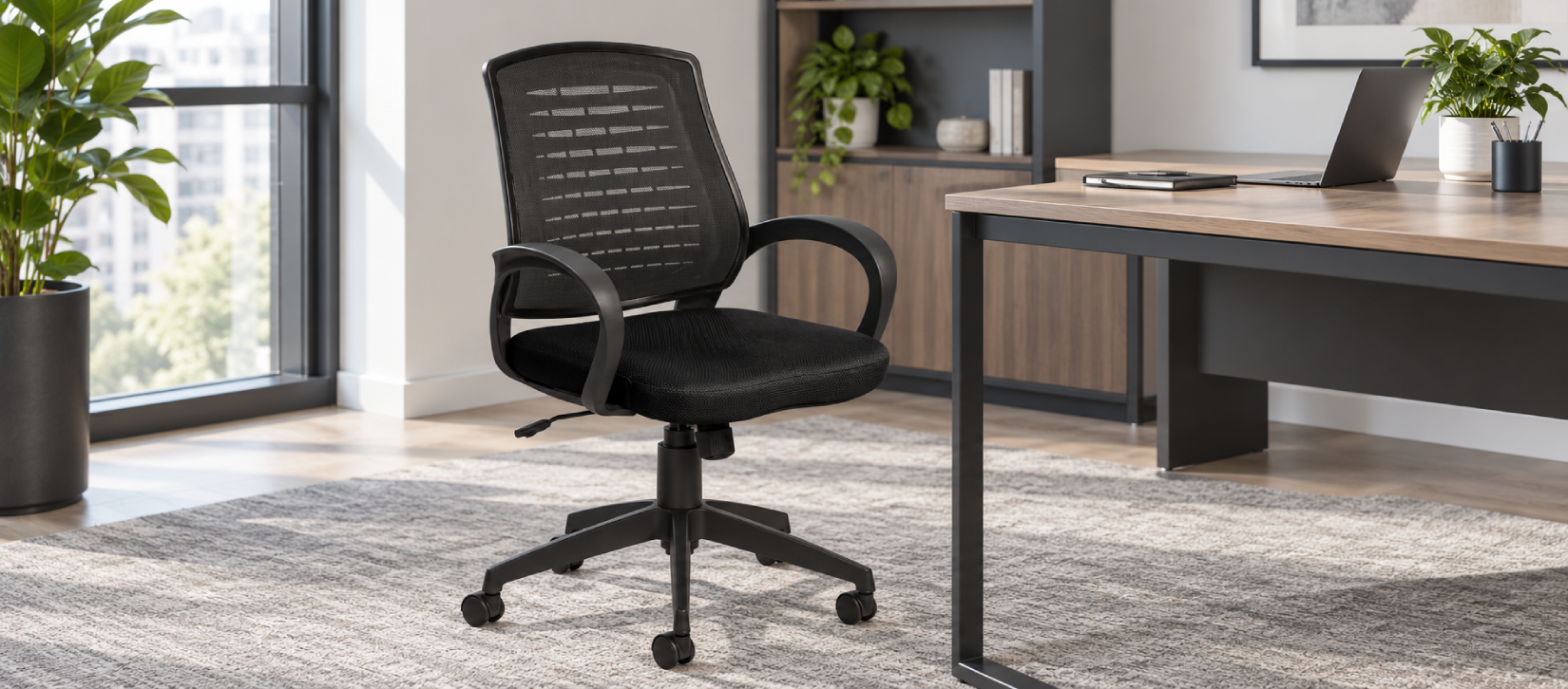 Offices To Go OTG10902B Mesh Back Tilter Chair with Upholstered Seat