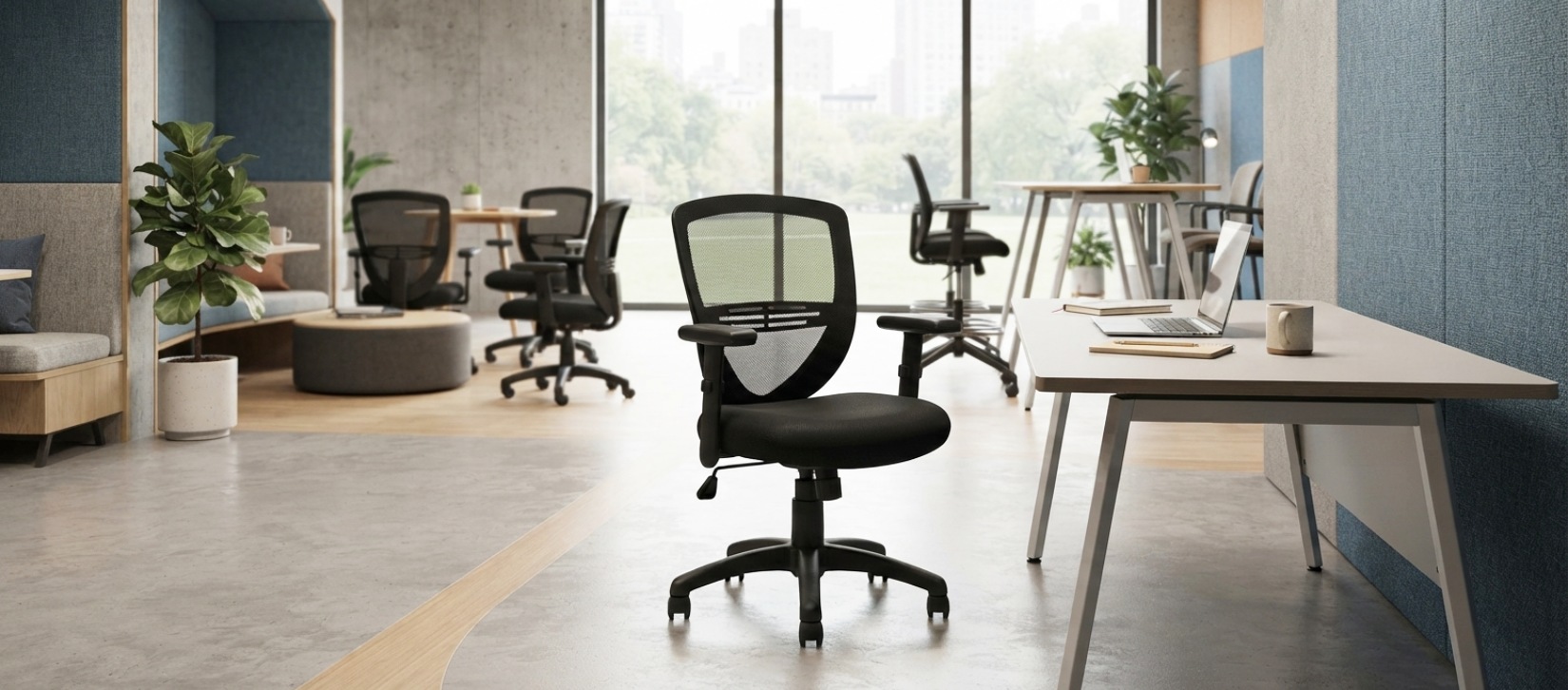 Offices To Go OTG11320B Black Mesh Back Tilter Chair