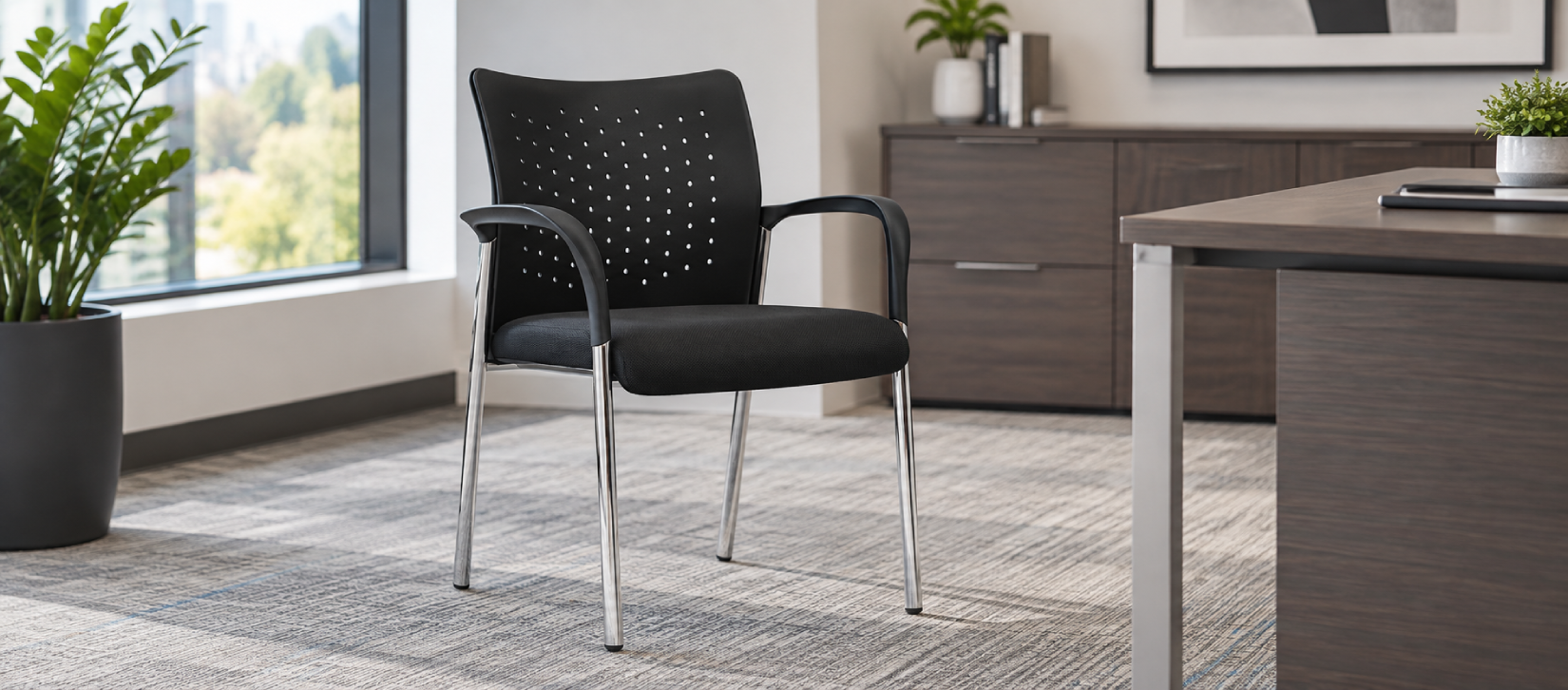 Offices To Go OTG11740B Perforated Back Office Guest Chair