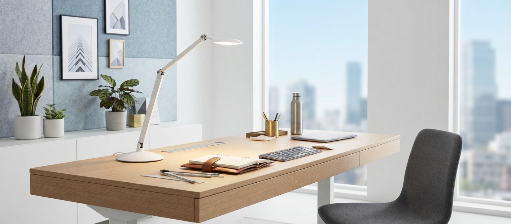 Revo White Double Arm Desk Lamp