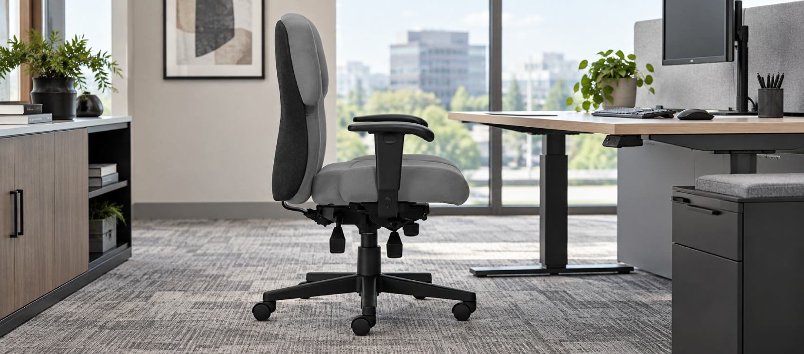 Saxon Heavy-Duty 24-Hour Ergonomic Office Chair High Back