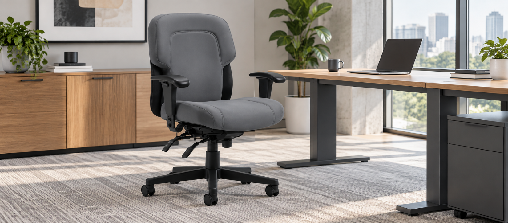 Saxon Heavy-Duty 24-Hour Ergonomic Office Chair with Adjustable Arms