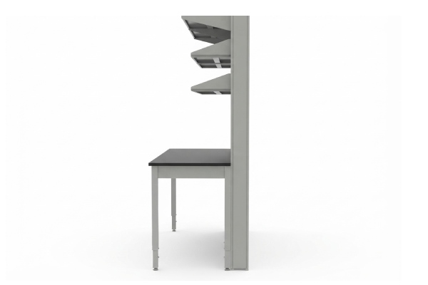Single-Sided Laboratory Workstation with Overhead Storage Shelves