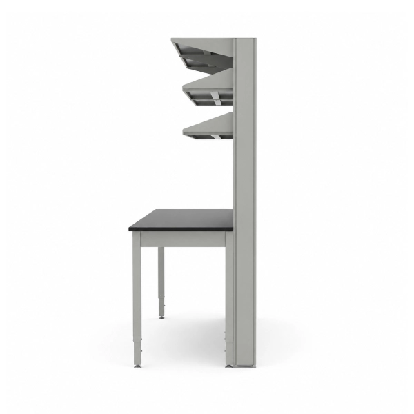 Single-Sided Laboratory Workstation with Overhead Storage Shelves