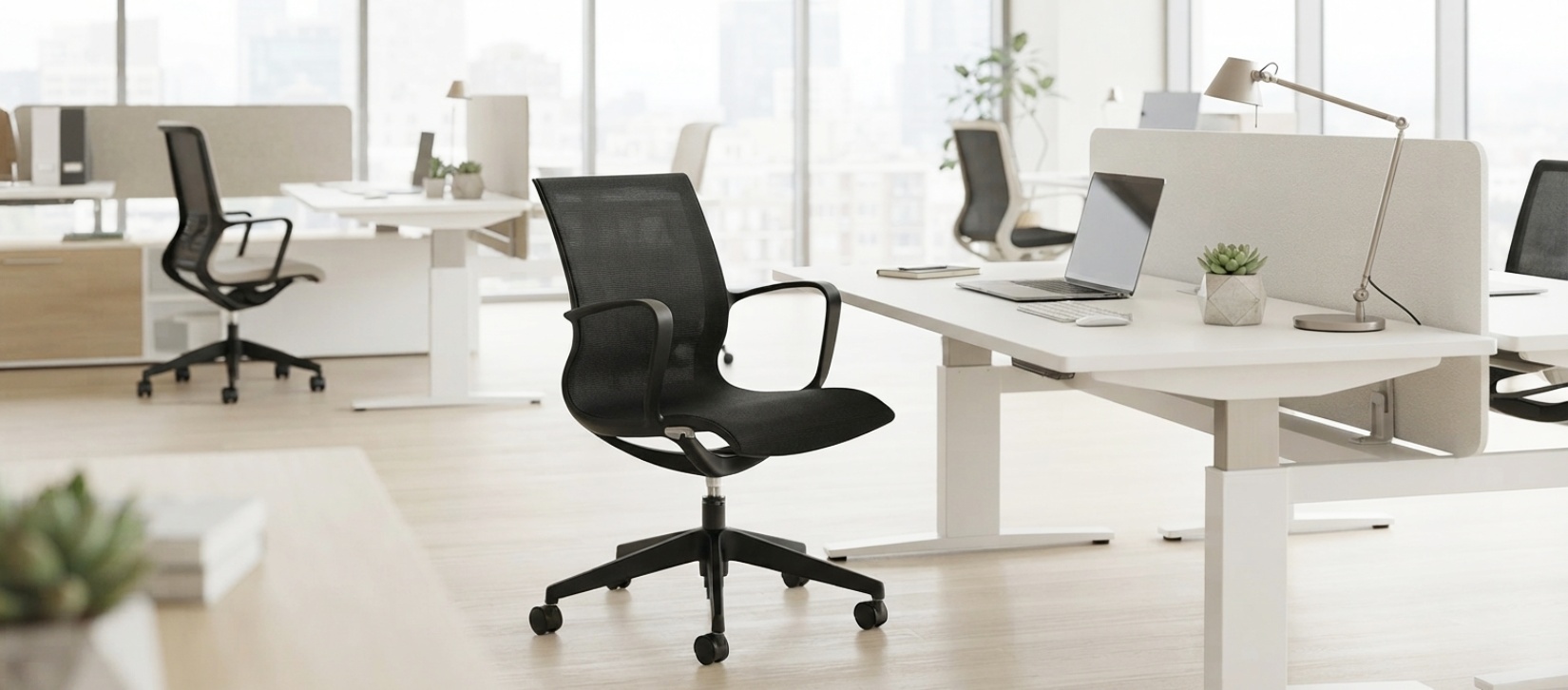Solar Mesh Office Chair with Black Arms & Casters