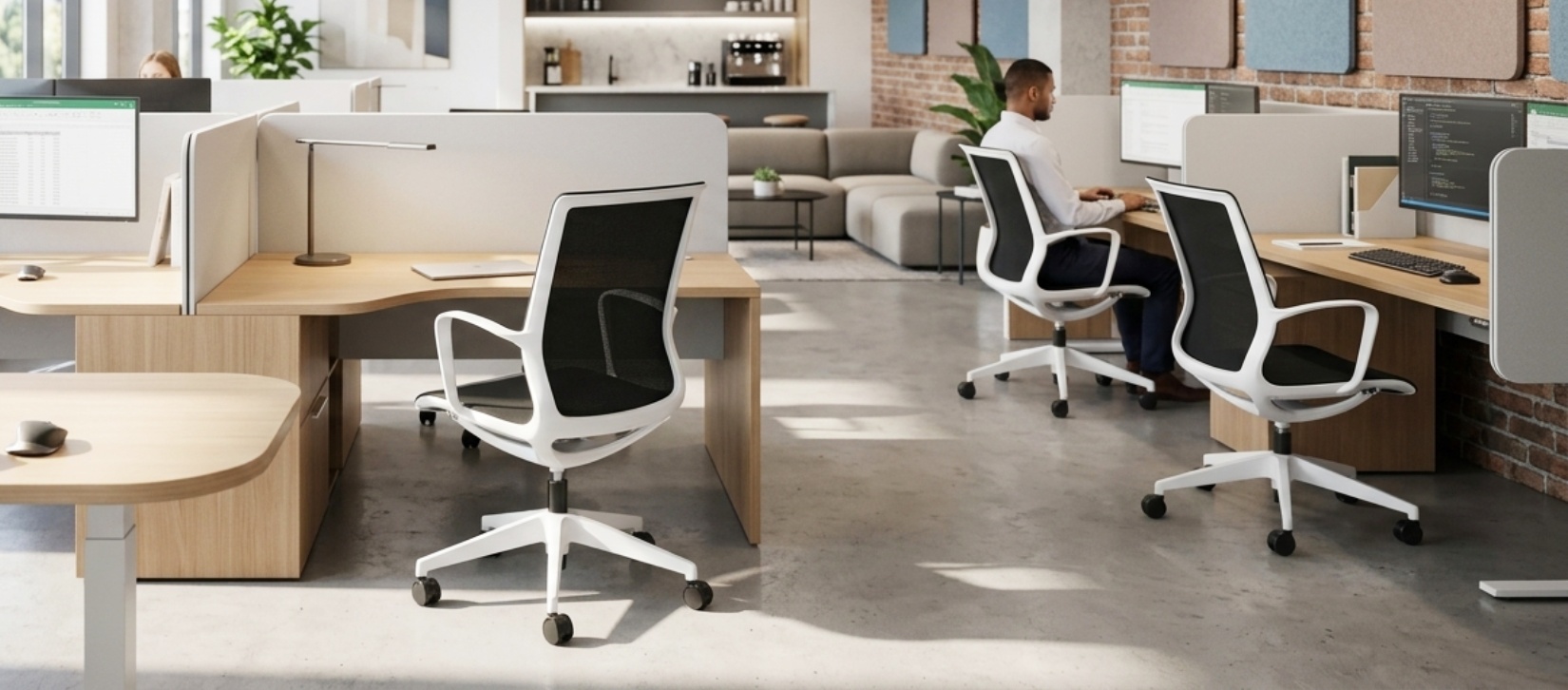 Solar Mesh Office Chair with Casters & White Frame