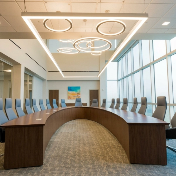 Symposia Walnut Curved U-Shaped Meeting Table