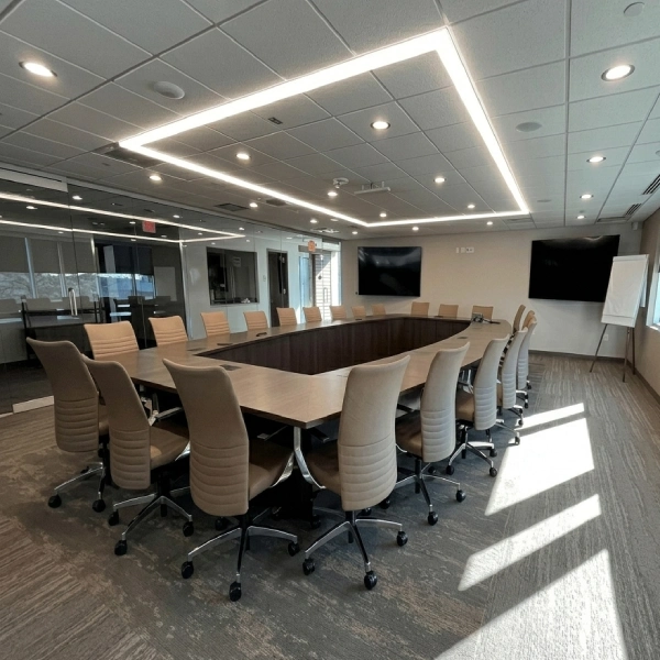 Symposia Walnut U-Shaped Conference Table with Power Access