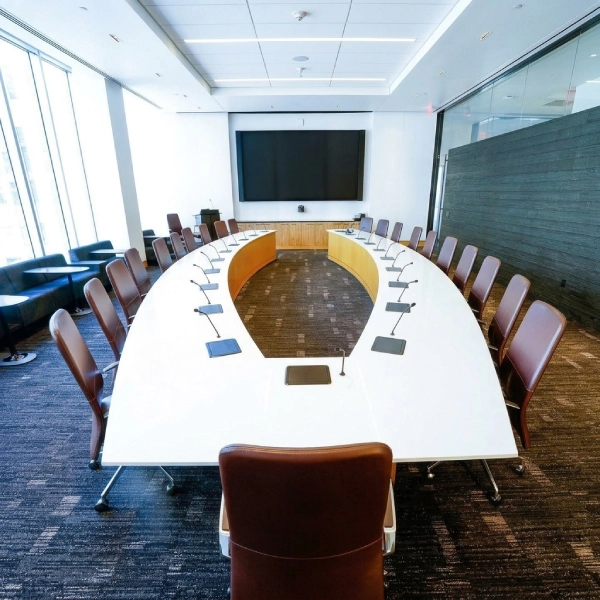 Symposia White U-Shaped Meeting Table with Integrated Power