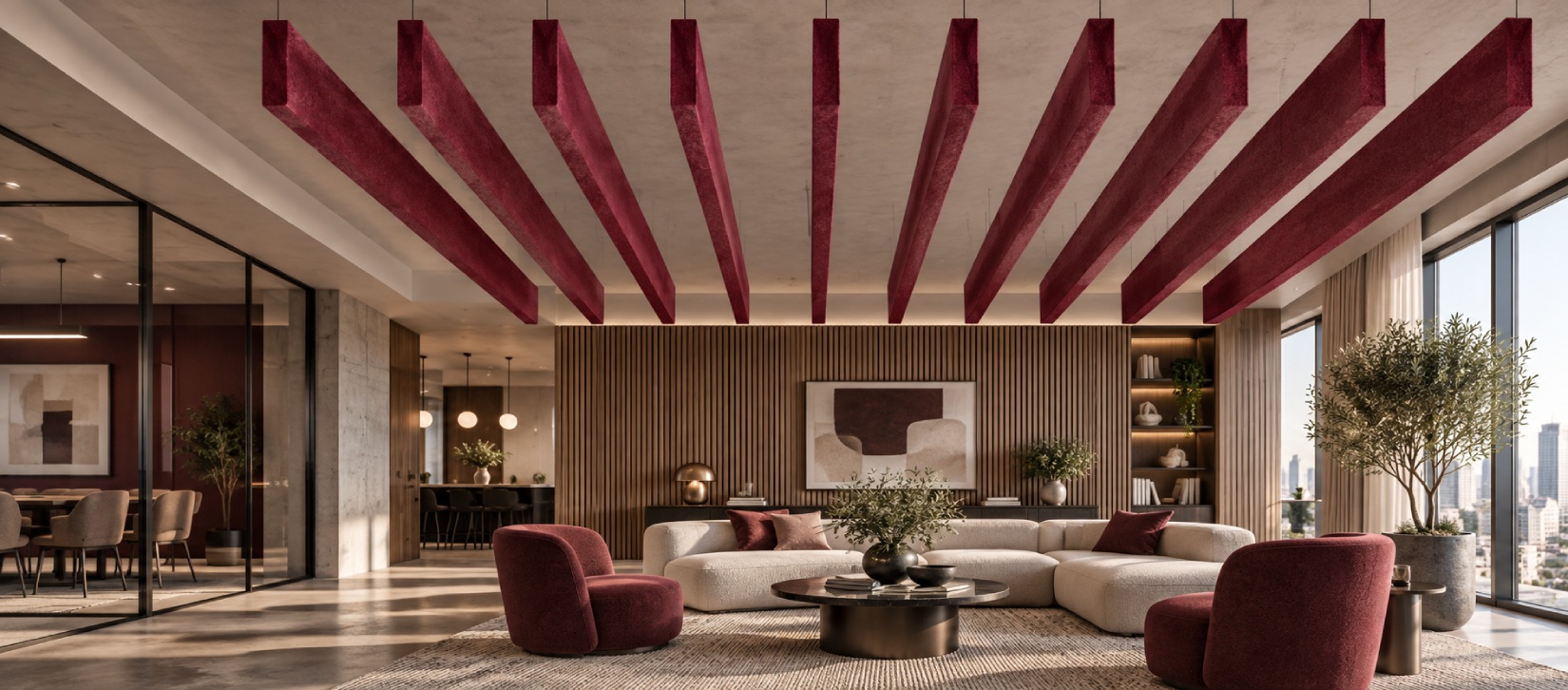 Truss Felt Ceiling Baffle - Wine