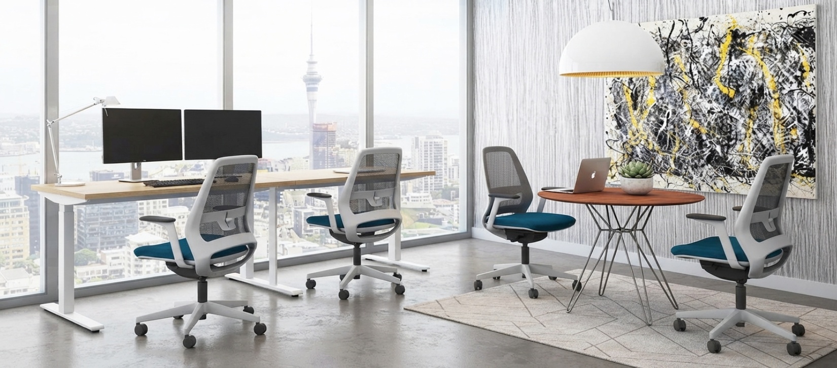 Via 4U Blue Mesh Back Task Chair