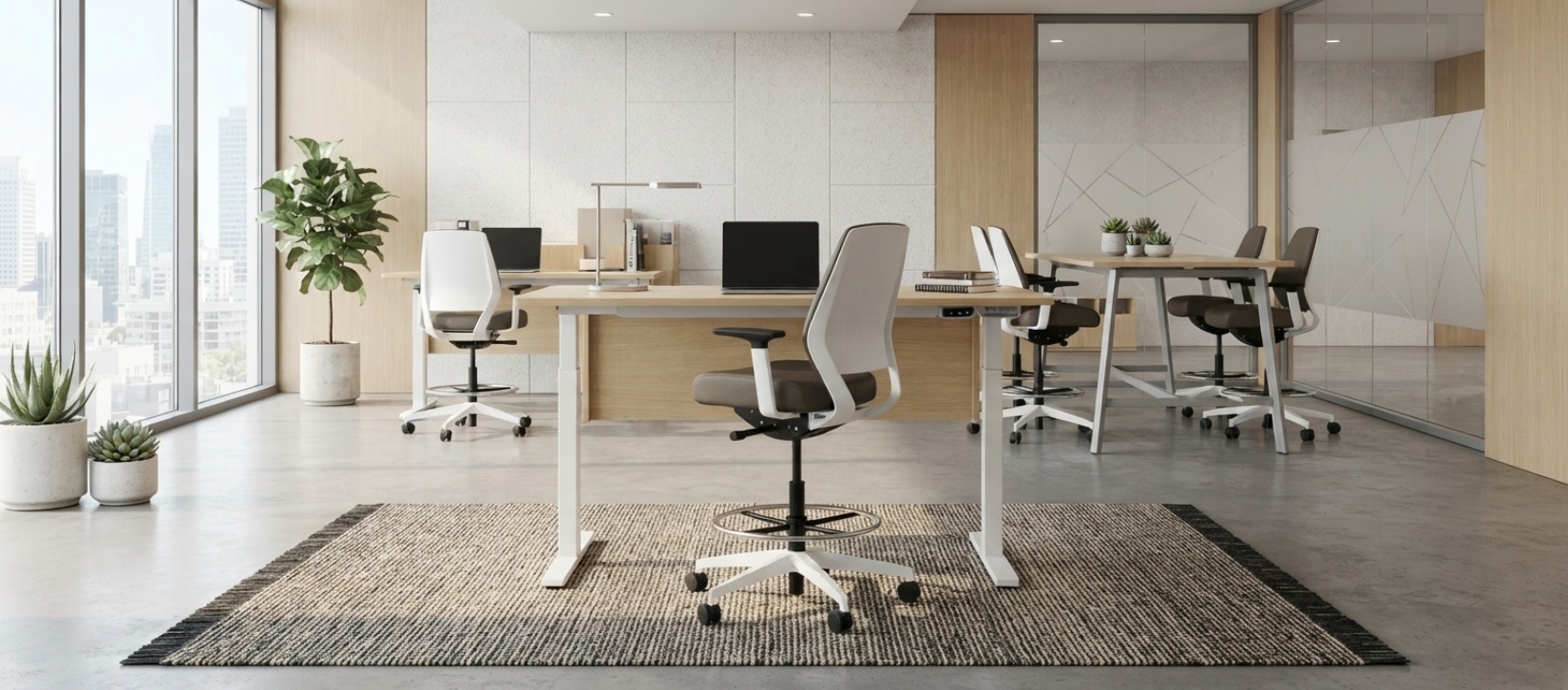 Via 4U Brown Drafting Chair with Foot Ring